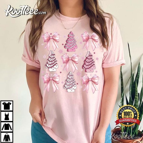 Coquette Pink Bow Christmas Tree T-Shirt