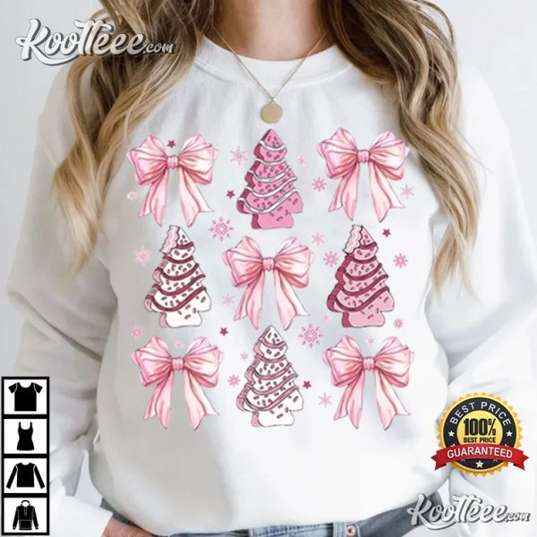 Coquette Pink Bow Christmas Tree T-Shirt