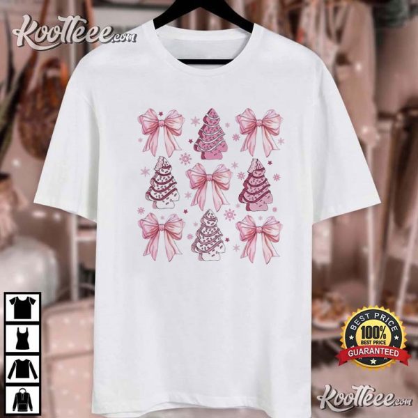 Coquette Pink Bow Christmas Tree T-Shirt