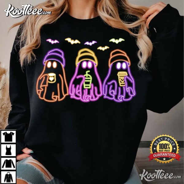 Halloween Ghost Neon Coffee Lover Gift T-Shirt