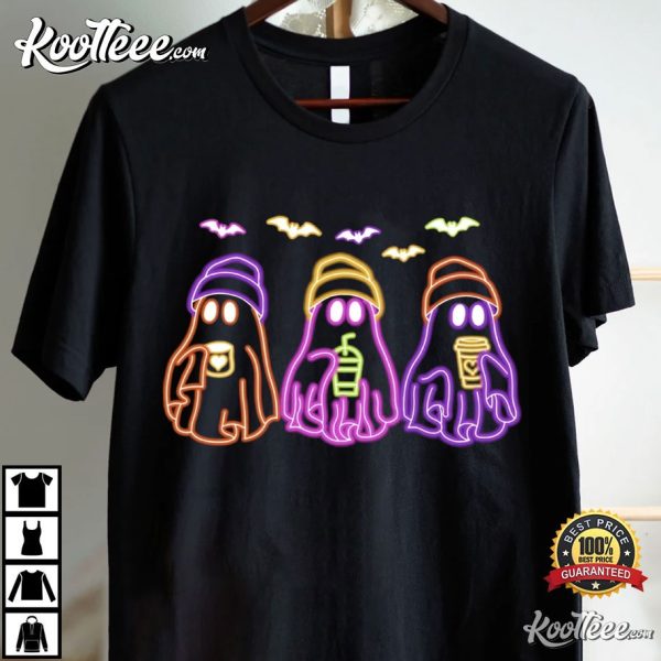 Halloween Ghost Neon Coffee Lover Gift T-Shirt