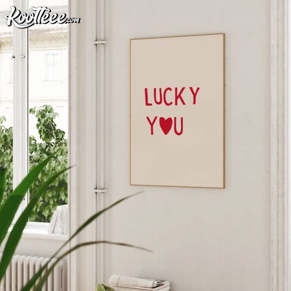 Lucky You Print Minimalist Heart Poster