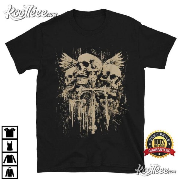 Skull Cross Wings Alt Grunge Gothic Emo Aesthetic T-Shirt