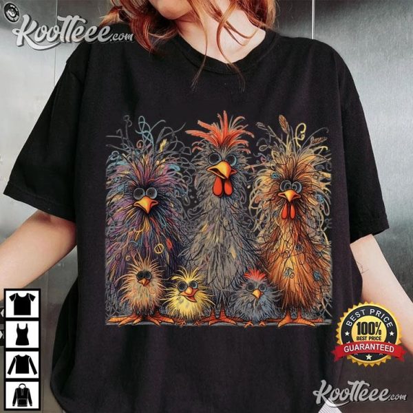 Colorful Funny Chicken Art T-Shirt