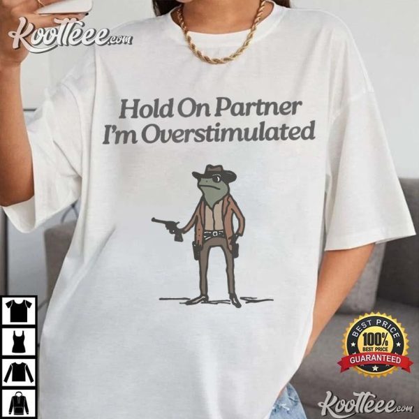 Hold On Partner I’m Overstimulated Cowboy Frog Vintage T-Shirt