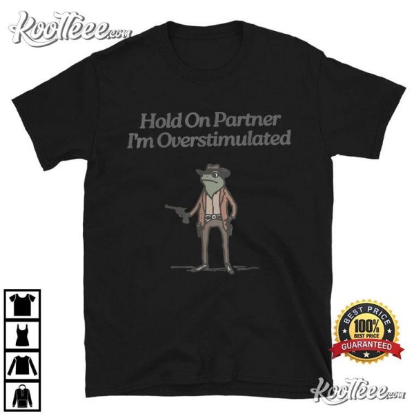 Hold On Partner I’m Overstimulated Cowboy Frog Vintage T-Shirt