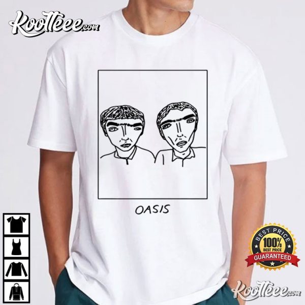 Oasis Liam And Noel Gallagher Badly Drawn Celebrities T-Shirt