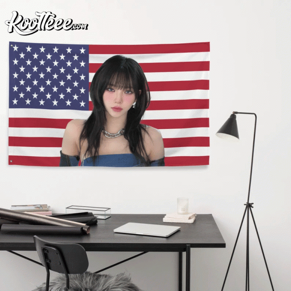 Aespa Karina Wolf Cut America Flag