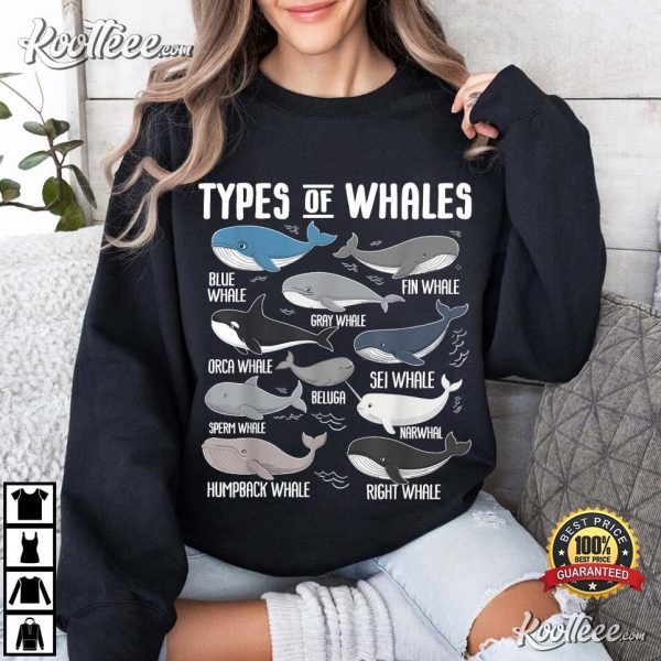 Types Of Whales Ocean Mammals Guide Whale T-Shirt