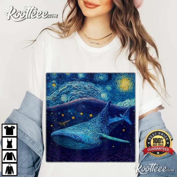 Whale Shark Surrealism Starry Night T-Shirt