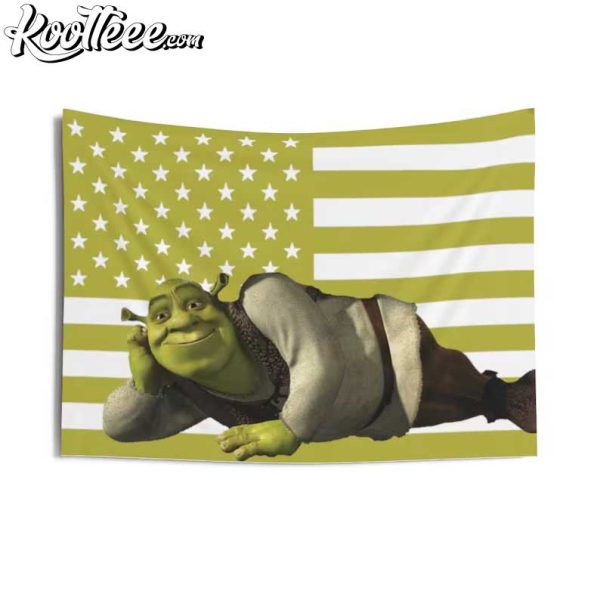 Shrek Green Ogre American Flag Wall Tapestry