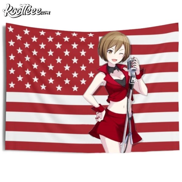 Meiko Vocaloid American Flag Wall Tapestry