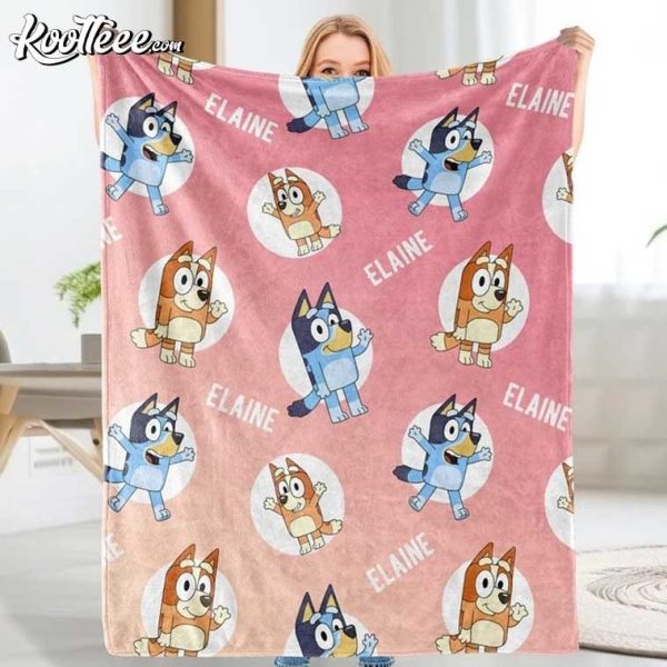 Bluey And Bingo Custom Name Fleece Blanket