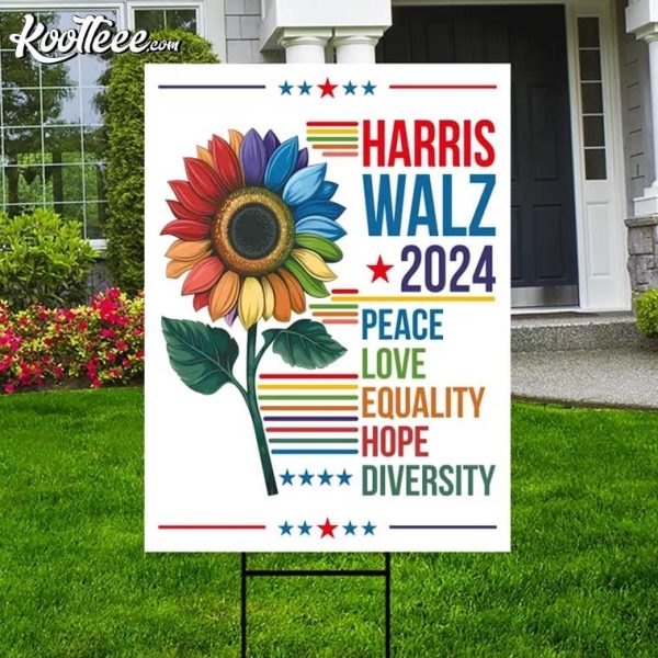 Harris Walz 2024 Peace Love Equality Garden Flag