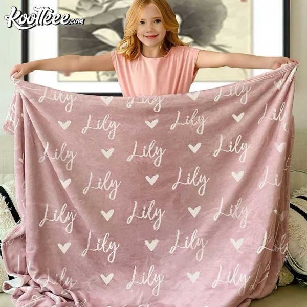 Gift For Daughter Girls Custom Name Fleece Blanket