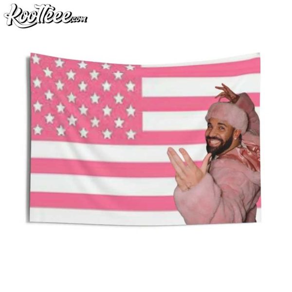 Smiley Drake Pink American Flag Wall Tapestry