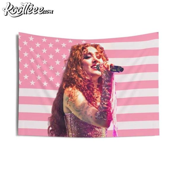 Chappell Roan Pink American Flag Decor Wall Tapestry