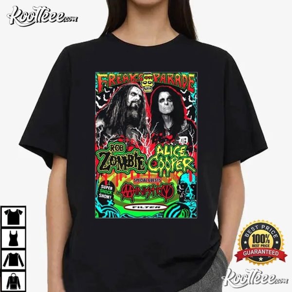 Rob Zombie And Alice Cooper Freaks On Parade Tour T-Shirt