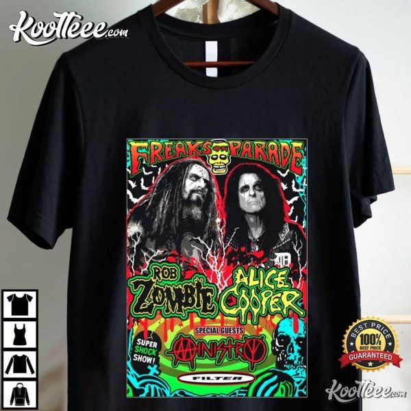 Rob Zombie And Alice Cooper Freaks On Parade Tour T-Shirt