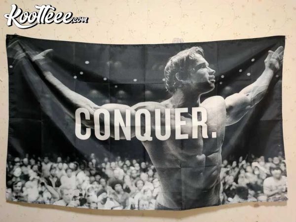 Arnold Schwarzenegger Conquer Motivation Gym Wall Tapestry