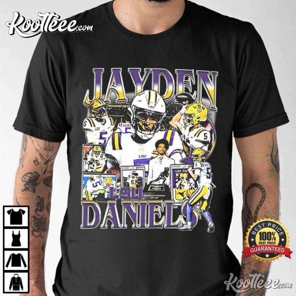 Jayden Daniels Vintage 90s Football Gift T-Shirt