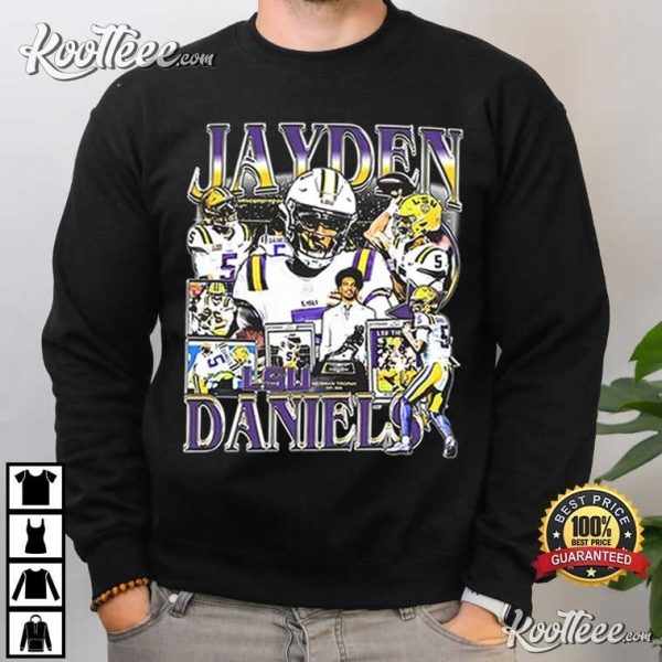 Jayden Daniels Vintage 90s Football Gift T-Shirt