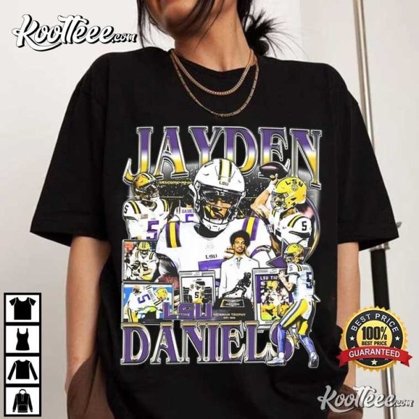 Jayden Daniels Vintage 90s Football Gift T-Shirt