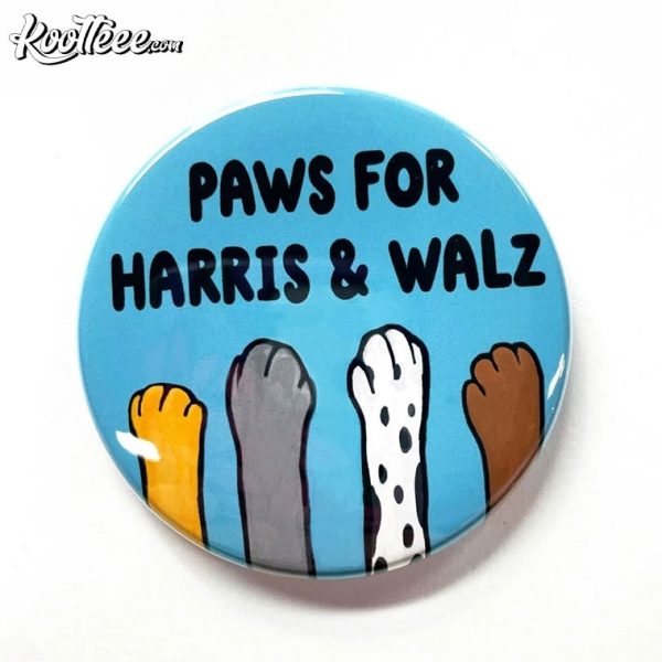 Paws For Harris And Walz Pin Button