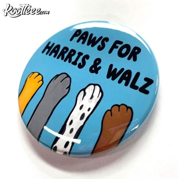 Paws For Harris And Walz Pin Button