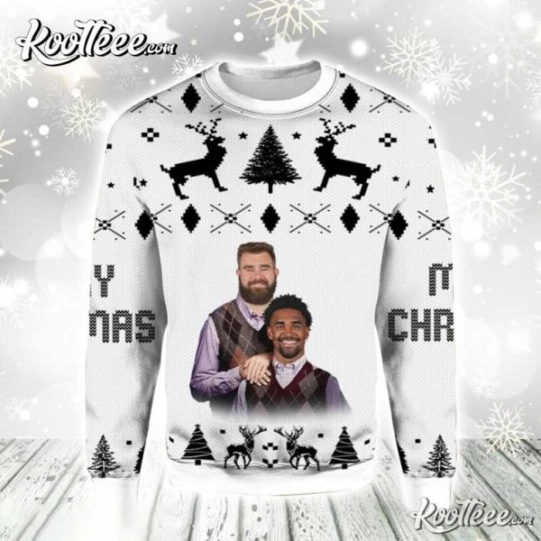 Jason Kelce Jalen Hurts Step Brothers Christmas Ugly Sweater