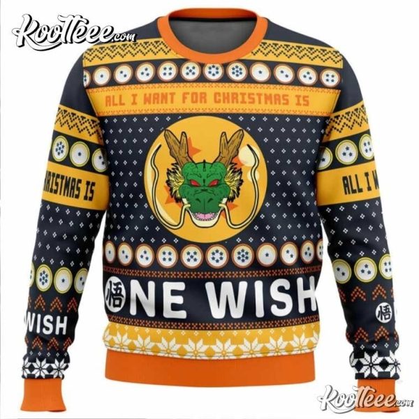 Dragon Ball Shenron All I Want For Christmas Is One Wish Ugly Sweater