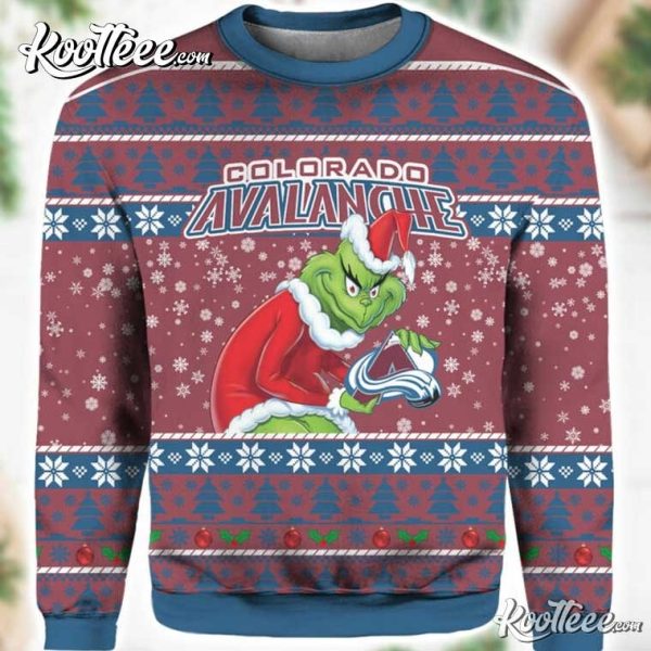 Colorado Avalanche Hockey Grinch Ugly Christmas Sweater