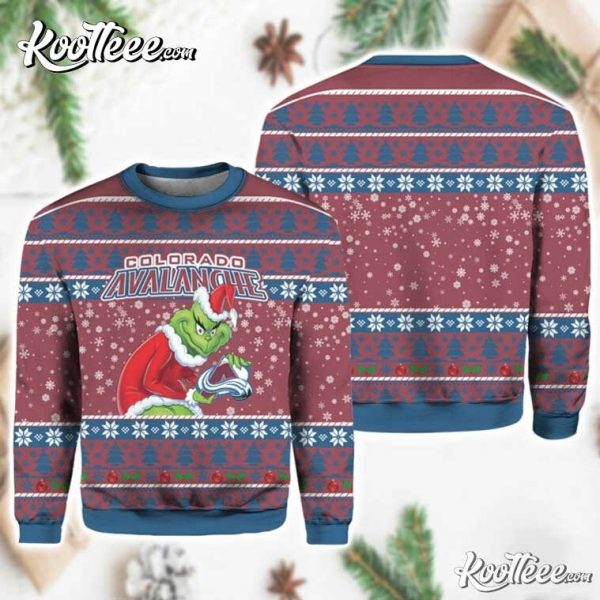 Colorado Avalanche Hockey Grinch Ugly Christmas Sweater