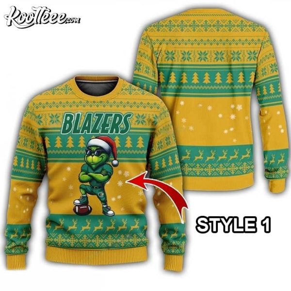 NCAA UAB Blazers Grinch Football Ugly Christmas Sweater