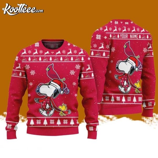 St Louis Cardinals Snoopy And Woodstock Christmas Ugly Sweater