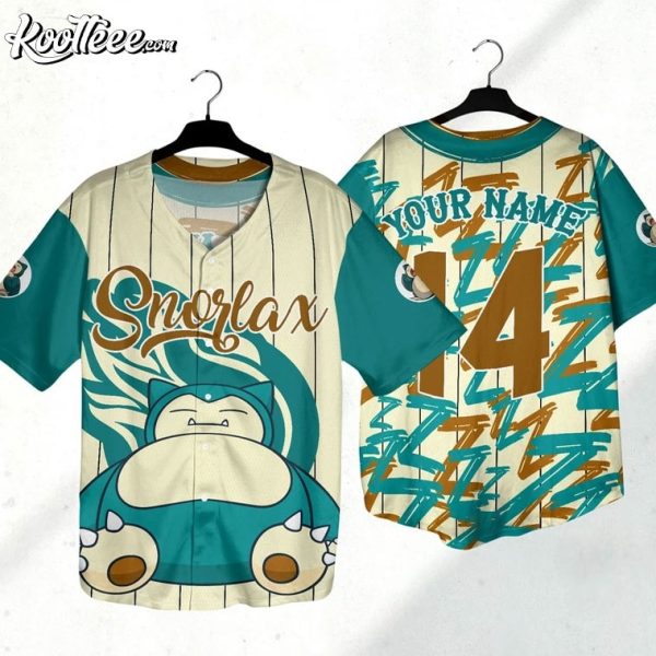 Snorlax Pokemon Custom Baseball Jersey