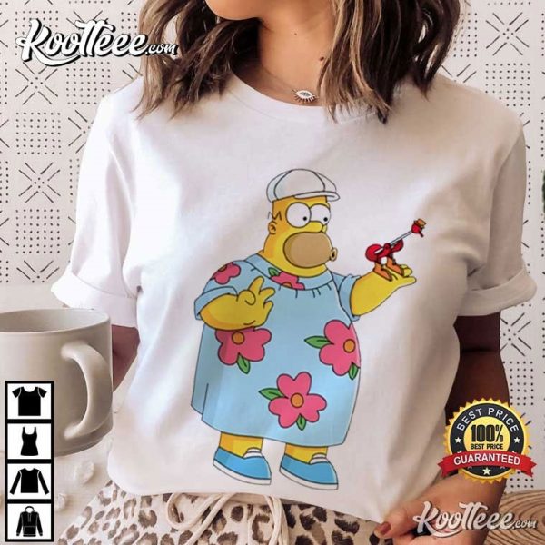 Homer Simpson The Simpsons Guitar Drawing T-Shirt