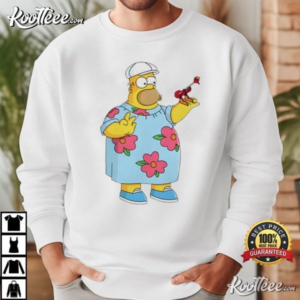 Homer Simpson The Simpsons Guitar Drawing T-Shirt