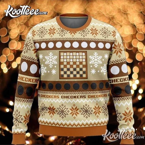 Checkers Board Games Ugly Christmas Sweater