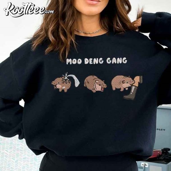 Moo Deng Gang Baby Hippo Embroidered Sweatshirt