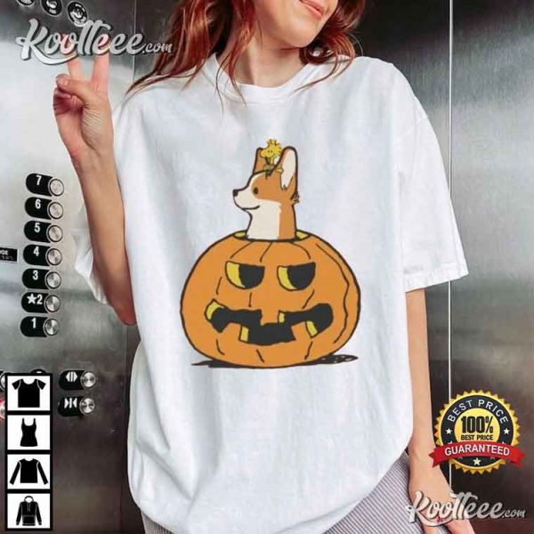 Halloween Corgi Peakaboo Pumpkin T-Shirt