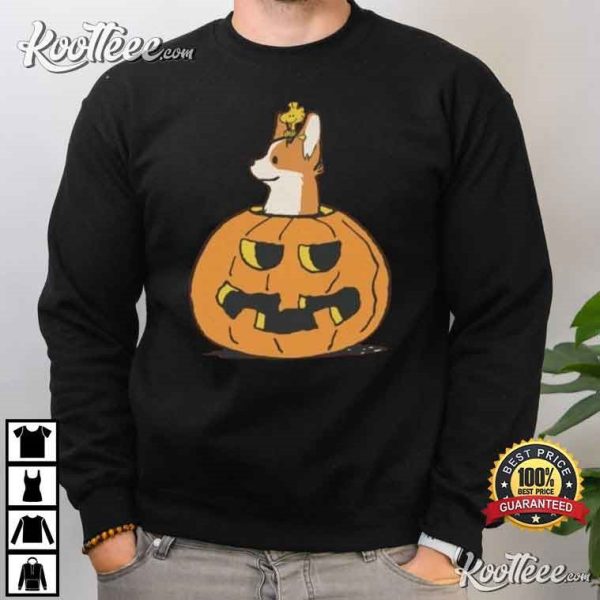 Halloween Corgi Peakaboo Pumpkin T-Shirt