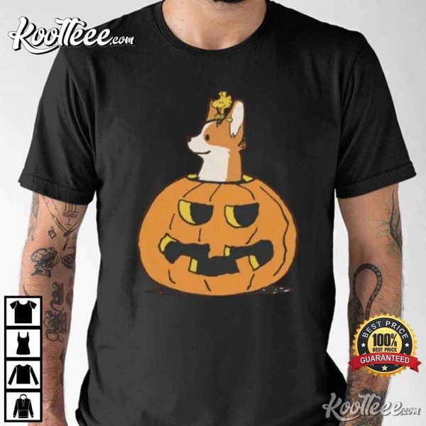 Halloween Corgi Peakaboo Pumpkin T-Shirt