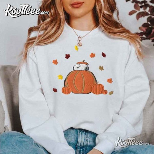 Snoopy Fall Pumpkins Autumn Embroidered Sweatshirt