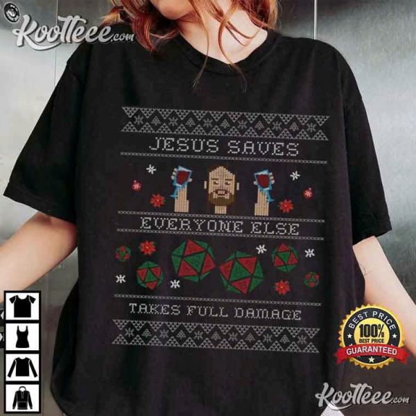 DnD Critmas Jesus Saves Everyone Else T-Shirt