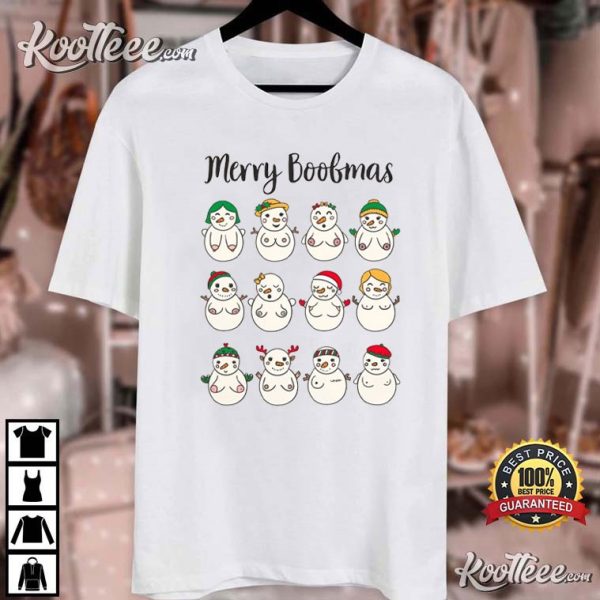 Snowman Merry Boobmas Naughty Funny Gift T-Shirt