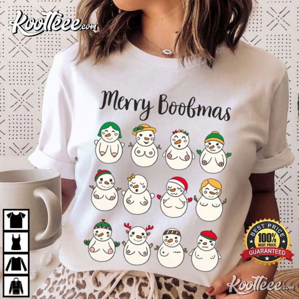 Snowman Merry Boobmas Naughty Funny Gift T-Shirt