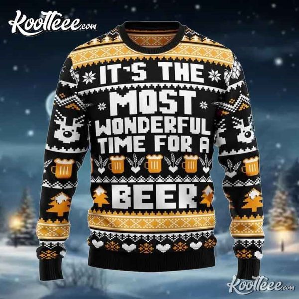 Wonderful Time For A Beer Ugly Christmas Sweater