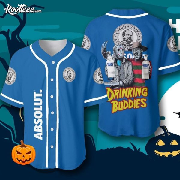 Absolut Vodka Halloween Freddy And Jason Drinking Buddies Baseball Jersey