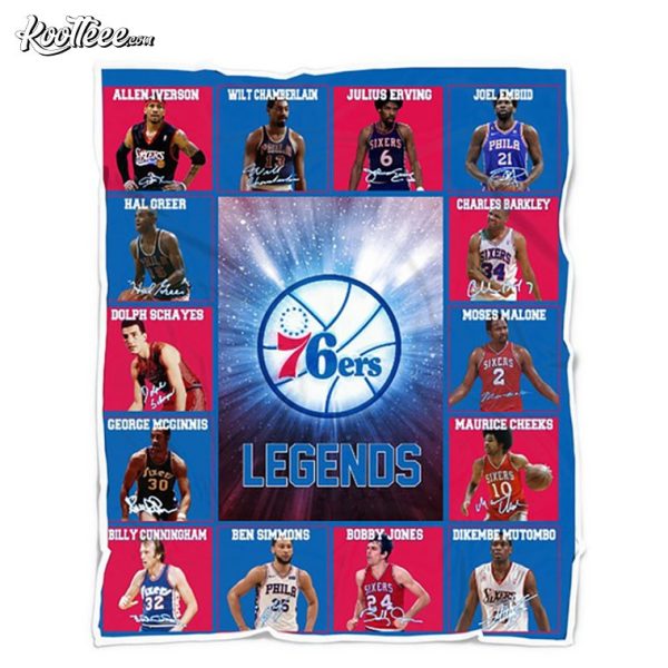 Philadelphia 76ers Sixers Legends NBA Team Fleece Blanket